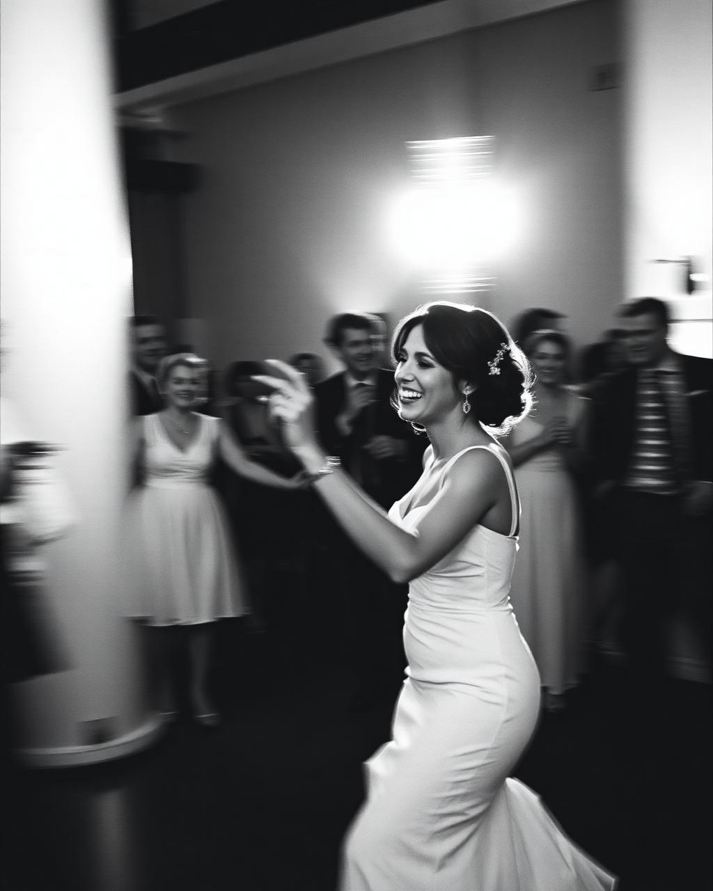 Bride dancing under the lights