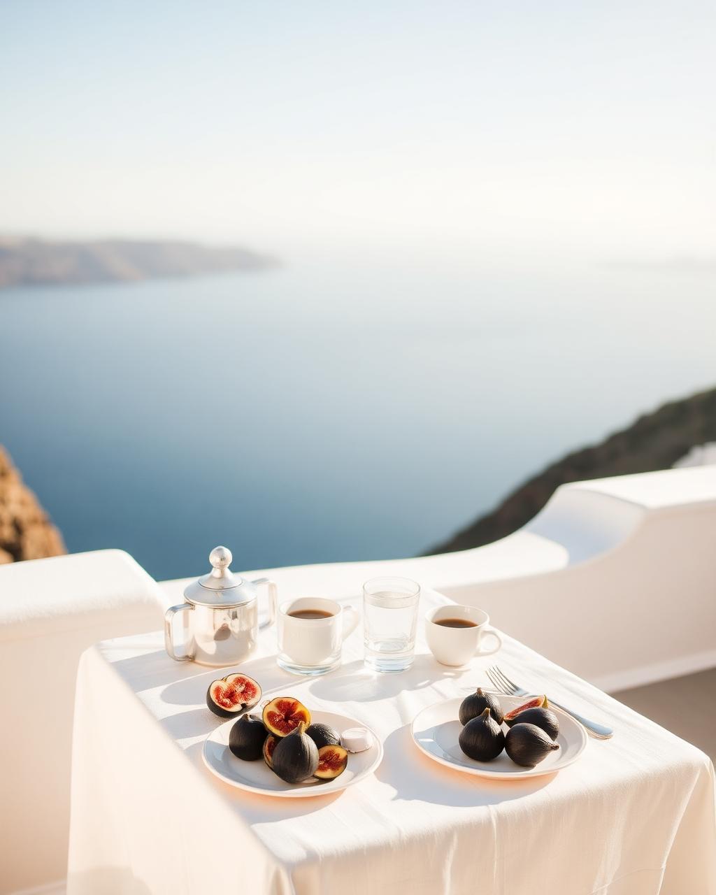 Breakfast for two on Santorini terrace