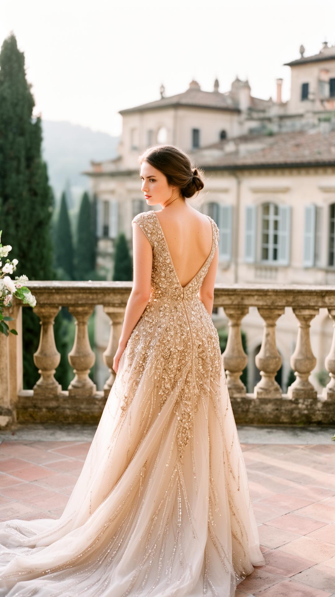 Bride in golden beaded gown