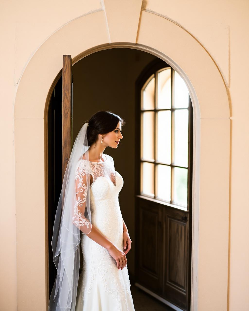 Bride portrait in villa doorway