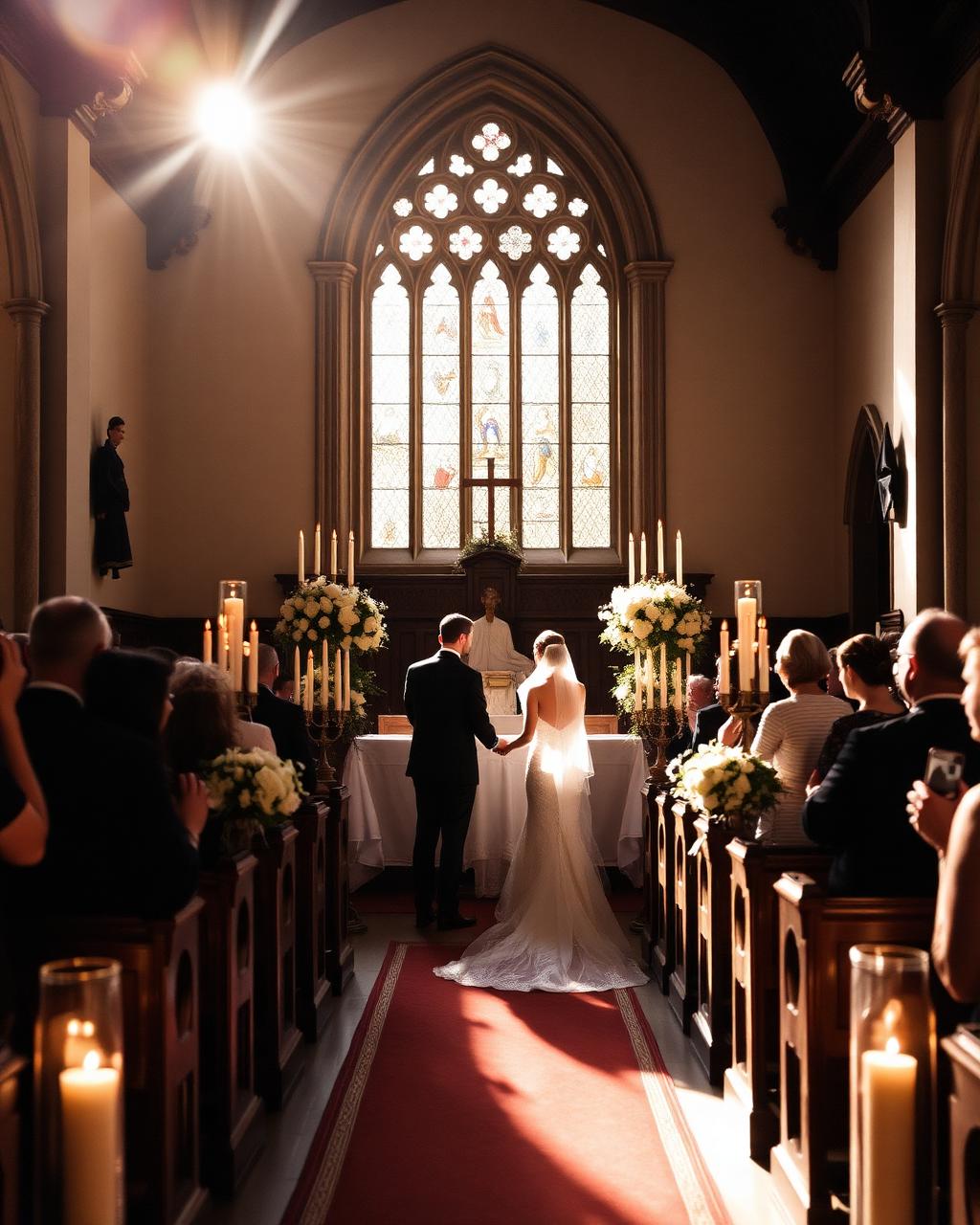 Chapel ceremony in candlelight