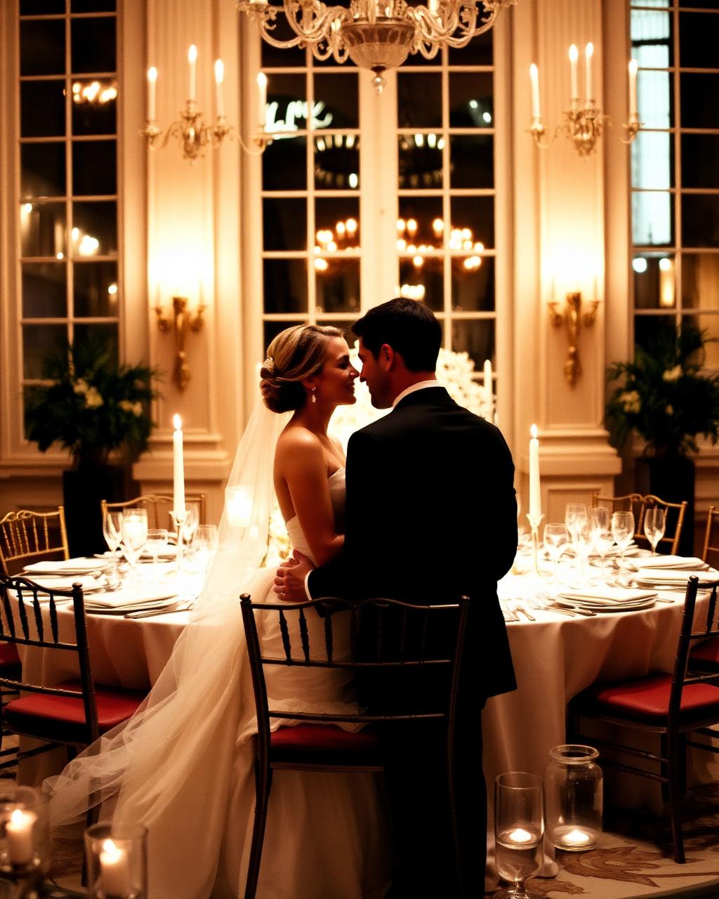 Candlelit dinner table at the Plaza
